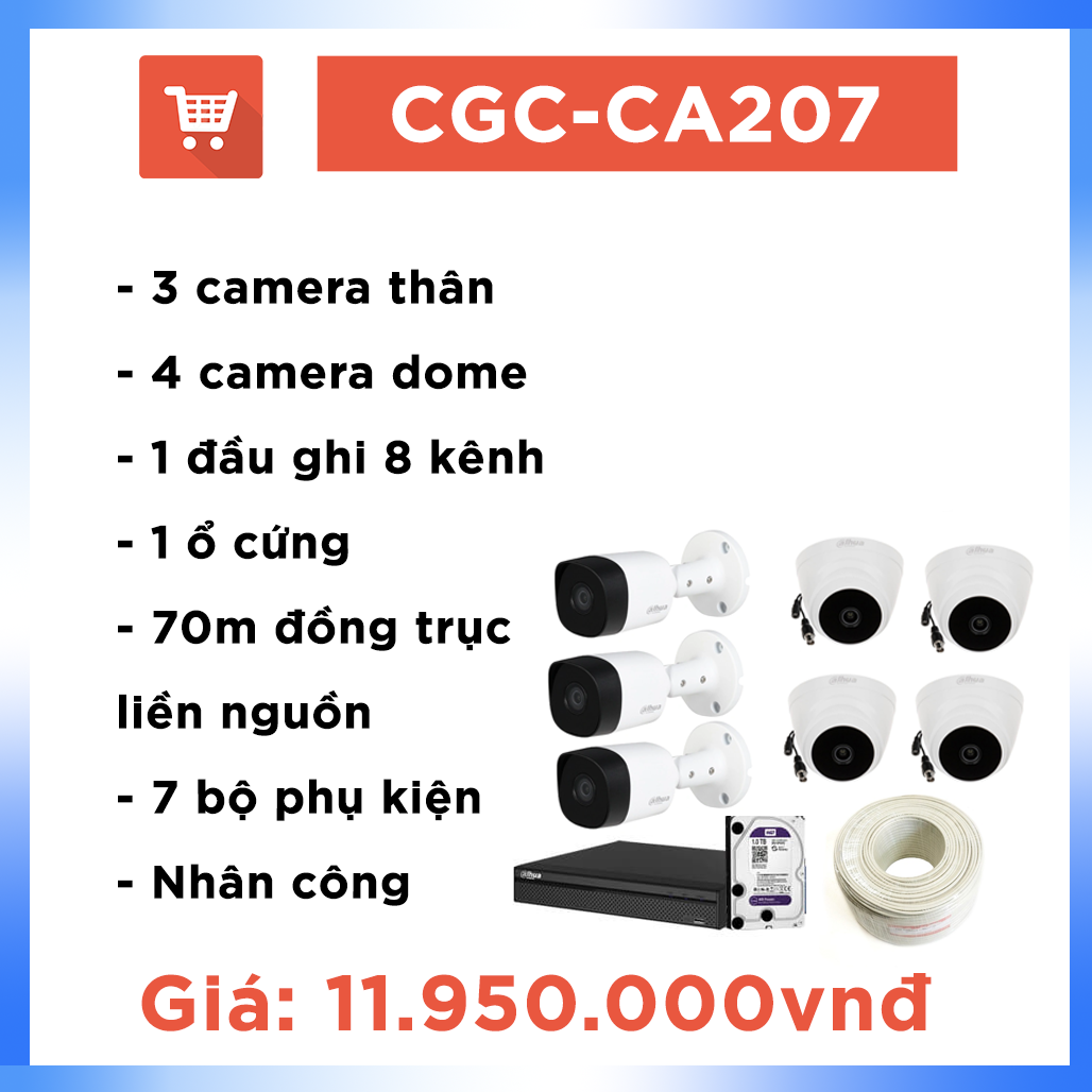 Bộ camera văn phòng hệ CVI CGC – CA207 ( 7 cam + 70m dây)